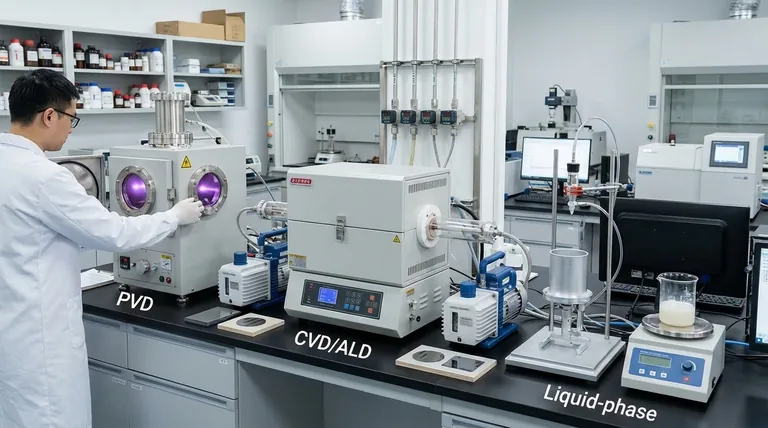 Welche der folgenden Methoden wird zur Abscheidung von dünnen Schichten verwendet? Ein Leitfaden zu PVD-, CVD- und Flüssigphasen-Techniken