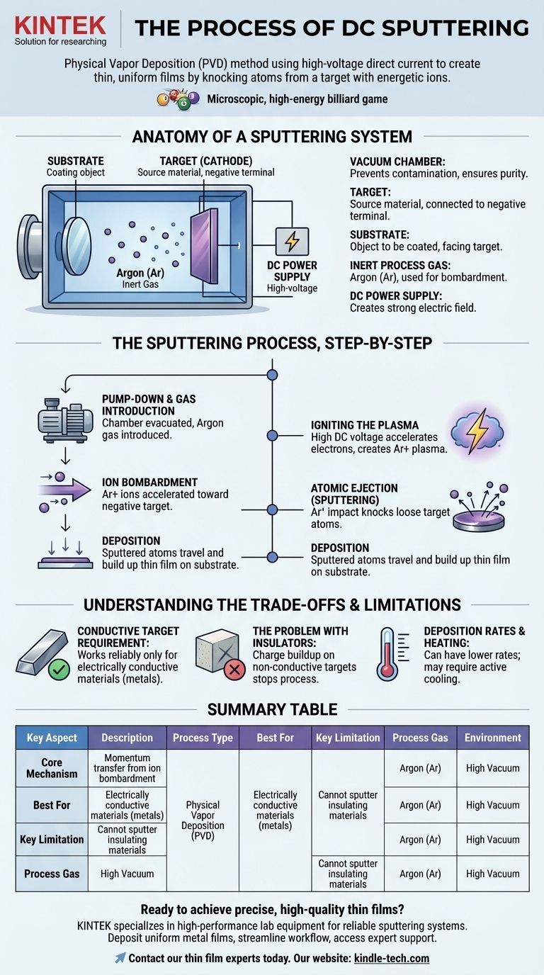 DCスパッタリングのプロセスとは？薄膜堆積のためのステップバイステップガイド ビジュアルガイド