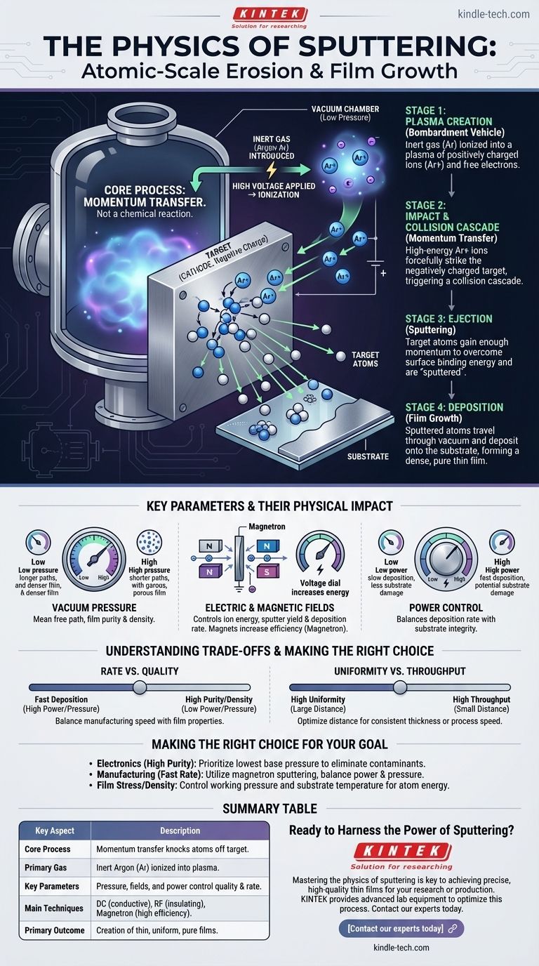 Quelle est la physique de la pulvérisation cathodique ? Un guide du dépôt de couches minces par transfert de moment Guide Visuel