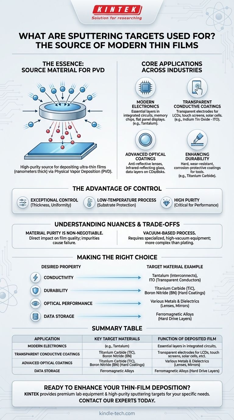Para que servem os alvos de pulverização catódica? A Fonte Essencial para a Fabricação de Filmes Finos Guia Visual