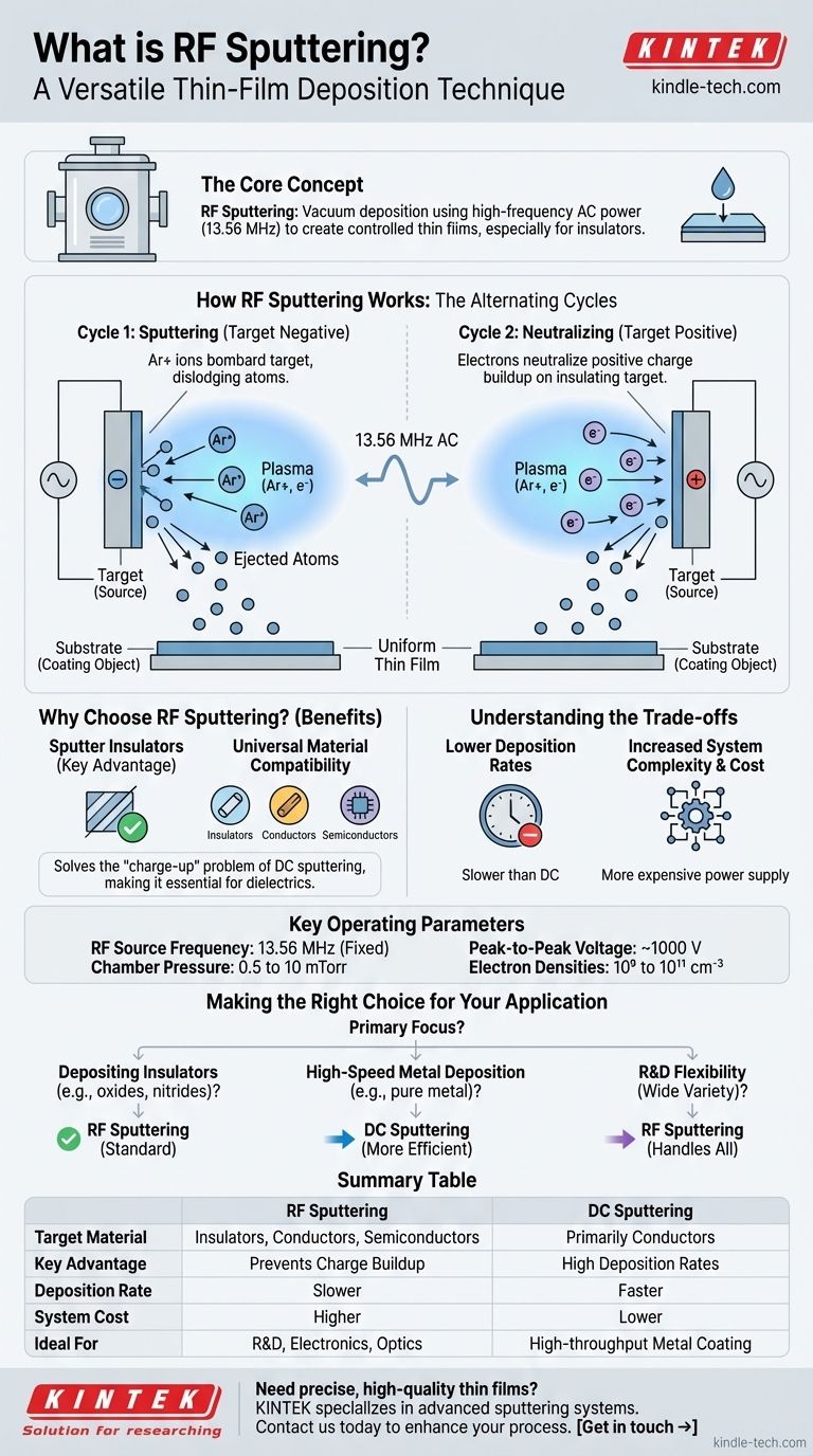 ما هي طريقة الترسيب بالرش RF؟ دليل لترسيب الأغشية الرقيقة للمواد العازلة دليل مرئي