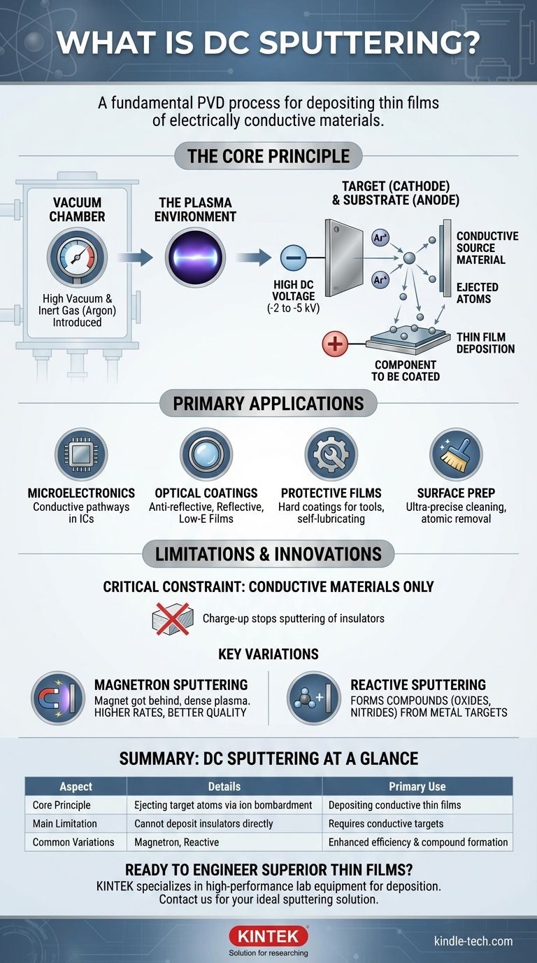 ما هو استخدام التذرية بالتيار المستمر (DC sputtering)؟ ترسيب الأغشية الرقيقة الموصلة للتطبيقات عالية التقنية دليل مرئي