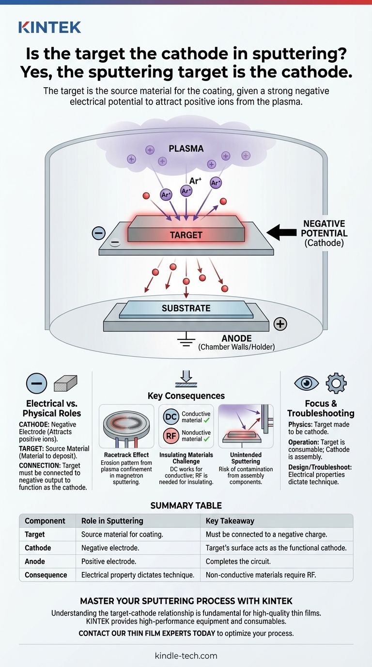 هل الهدف هو الكاثود في عملية التذرية؟ الدور الحاسم للجهد الكهربائي في ترسيب الأغشية الرقيقة دليل مرئي