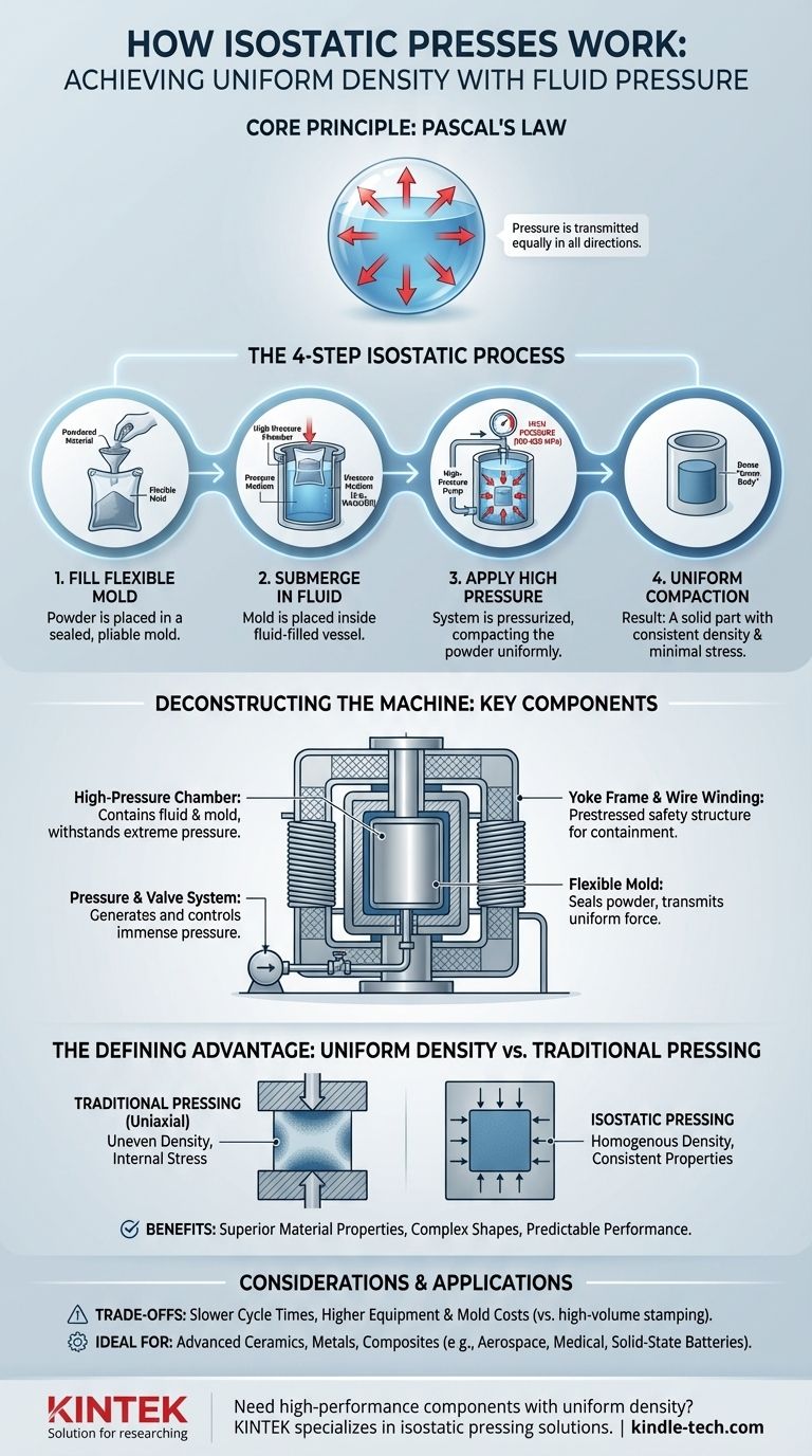 كيف تعمل مكابس الضغط المتساوي (Isostatic Presses)؟ تحقيق كثافة موحدة باستخدام الضغط المتساوي دليل مرئي