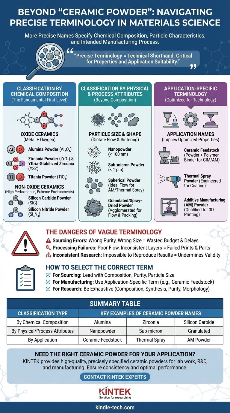 Какие еще существуют названия для керамического порошка? Классификация по составу, размеру и применению Визуальное руководство