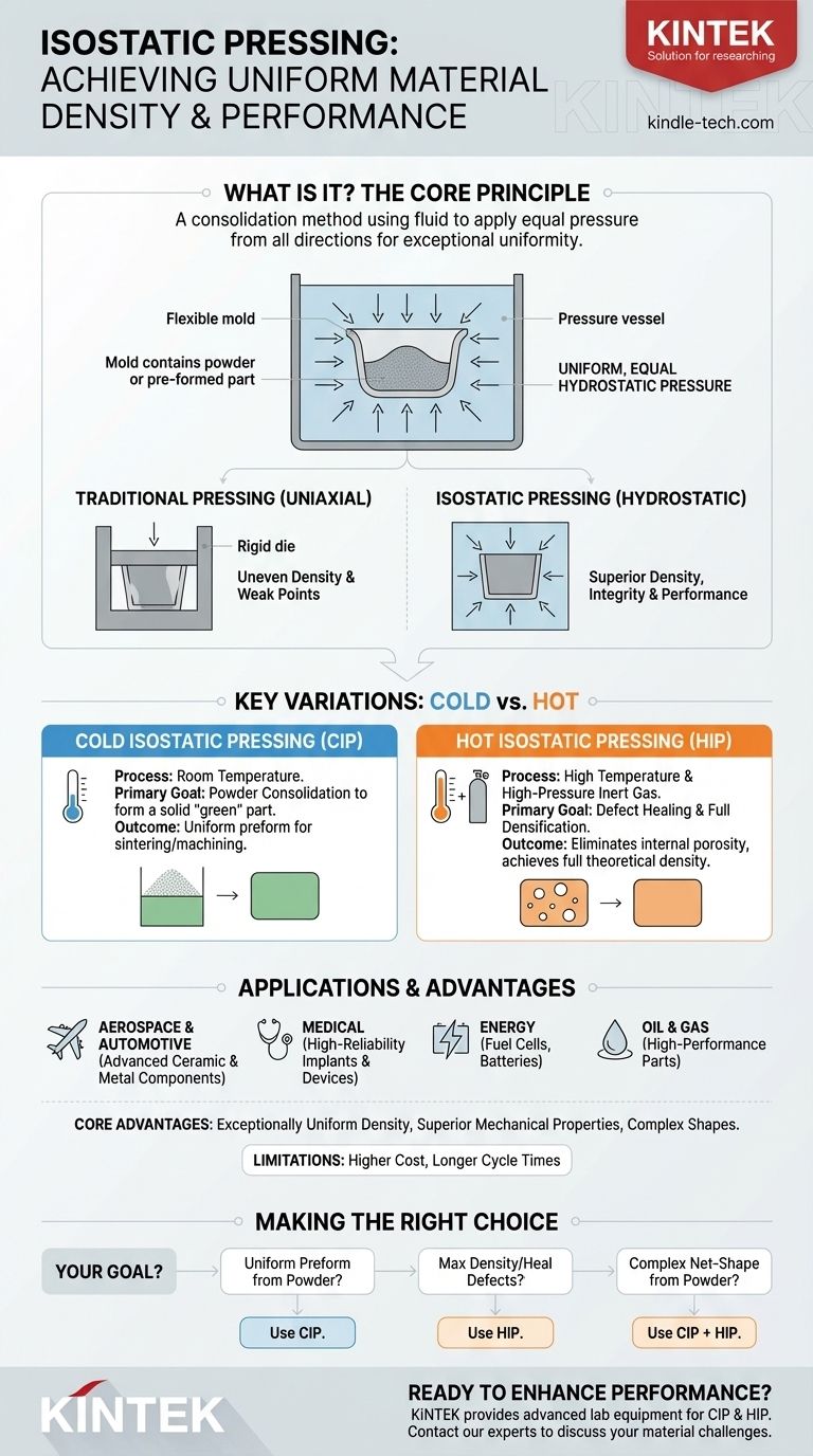 Cos'è il metodo della pressatura isostatica? Ottenere densità uniforme e prestazioni superiori del materiale Guida Visiva
