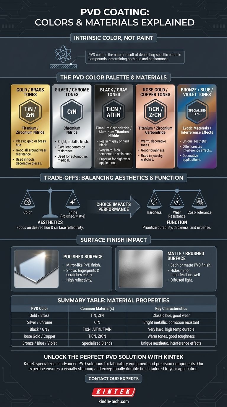Quali sono i diversi colori del rivestimento PVD? Una guida a finiture durevoli e vivaci Guida Visiva