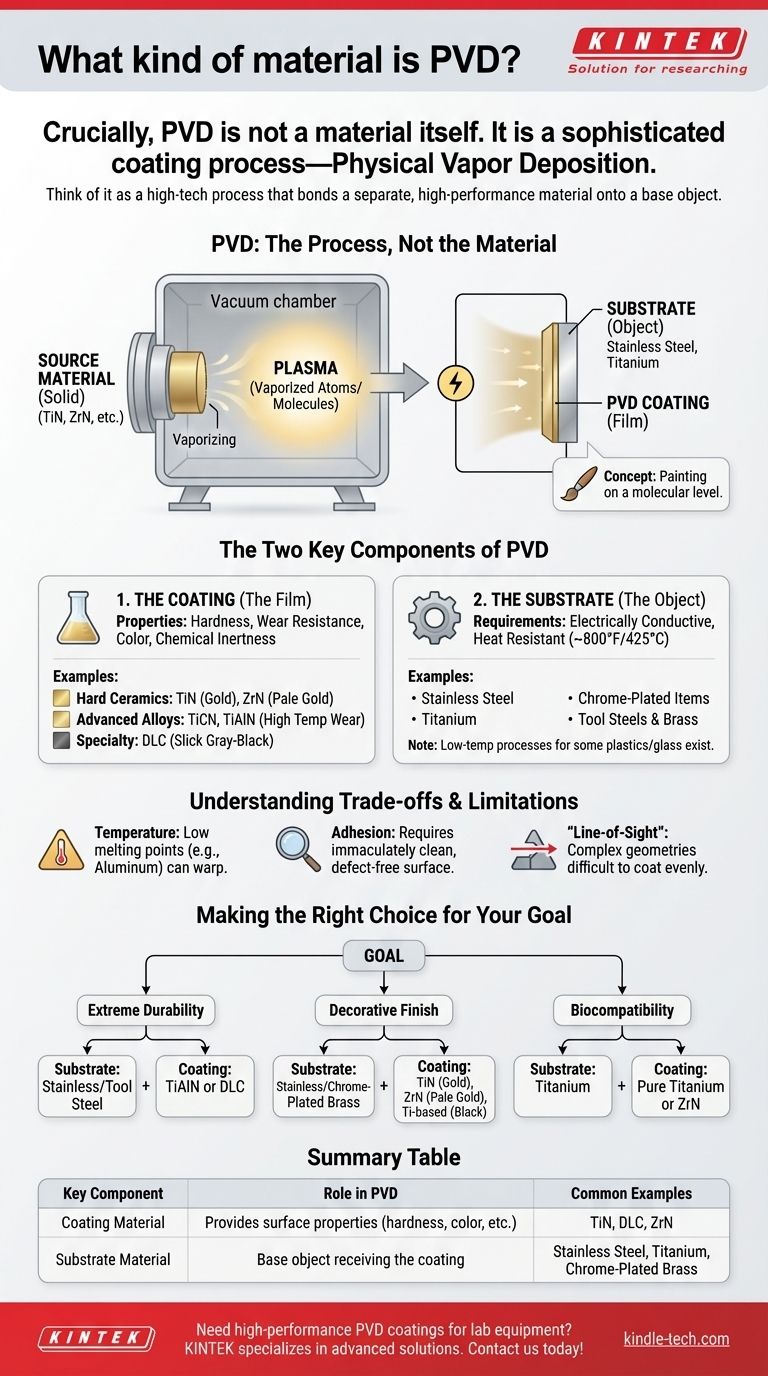 ما هو نوع المادة التي يتم بها ترسيب البخار الفيزيائي (PVD)؟ إنها عملية طلاء عالية التقنية، وليست مادة بحد ذاتها دليل مرئي