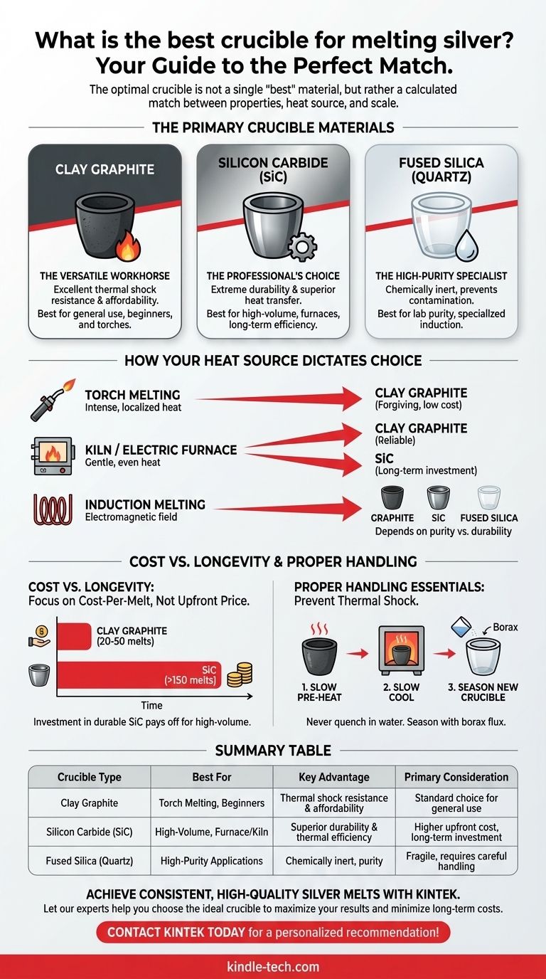 ما هو أفضل بوتقة لصهر الفضة؟ طابق مصدر الحرارة الخاص بك للحصول على أفضل النتائج دليل مرئي