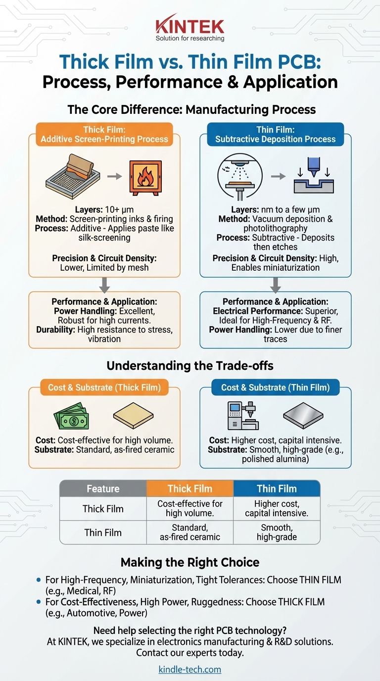 ما الفرق بين لوحات الدوائر المطبوعة (PCB) ذات الأغشية السميكة والرقيقة؟ اختيار تقنية الدوائر الصحيحة دليل مرئي