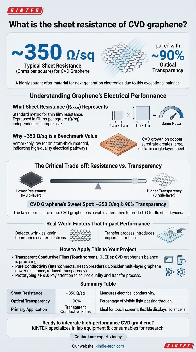 Wie hoch ist der Flächenwiderstand von CVD-Graphen? 90 % Transparenz bei geringem Widerstand erreichen Visuelle Anleitung