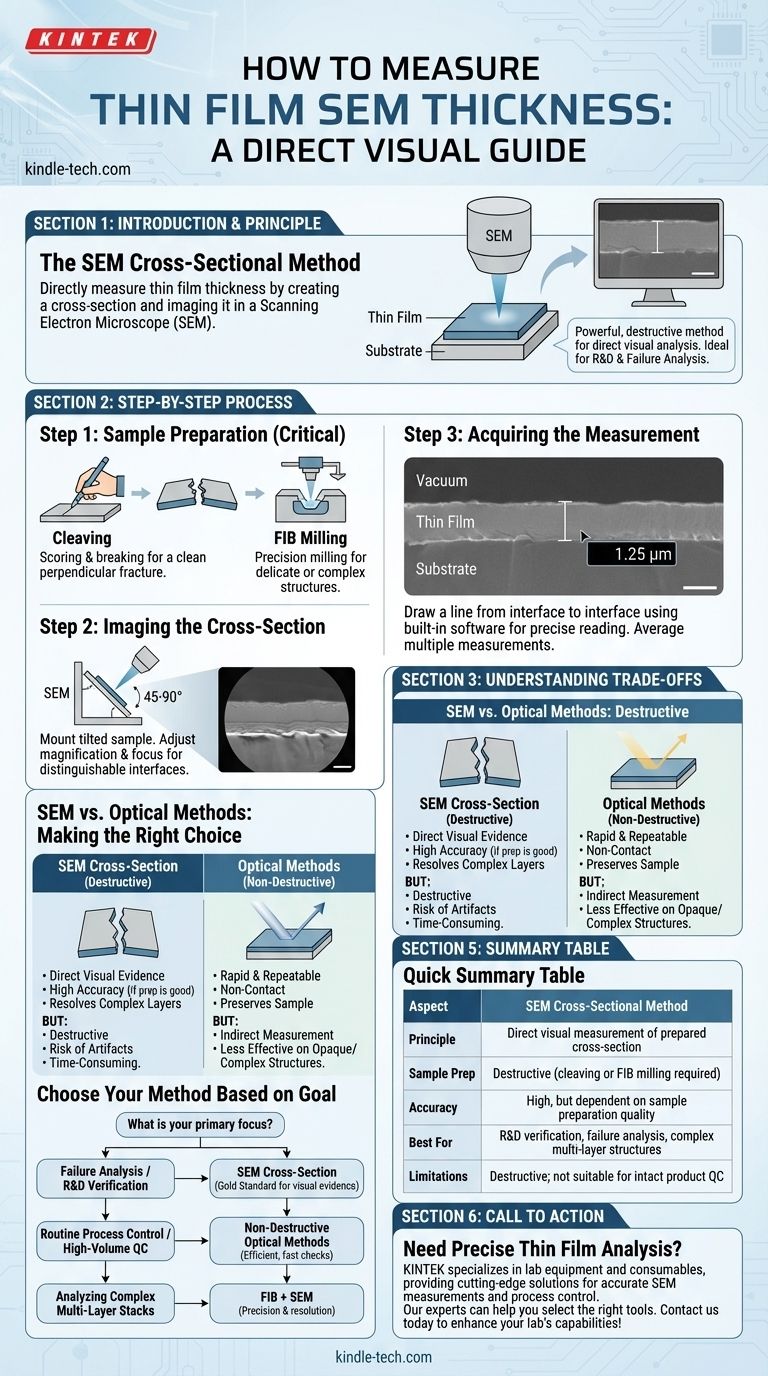 كيف تقيس سمك الأغشية الرقيقة باستخدام المجهر الإلكتروني الماسح (SEM)؟ دليل مرئي مباشر للتحليل الدقيق دليل مرئي