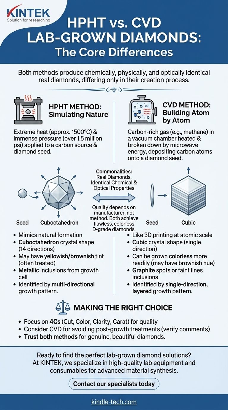 Was ist der Unterschied zwischen im Labor gezüchteten CVD- und HPHT-Diamanten? Ein Leitfaden zur Auswahl der richtigen Methode Visuelle Anleitung