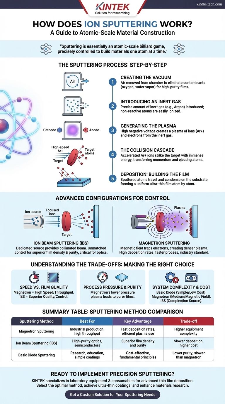 이온 스퍼터링은 어떻게 작동하나요? 첨단 소재를 위한 정밀 박막 증착 시각적 가이드