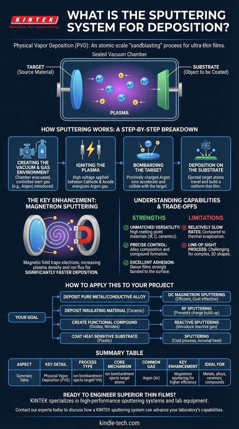 Was ist ein Sputtersystem für die Abscheidung? Meistern Sie die Dünnschichtbeschichtung für Ihr Labor Visuelle Anleitung