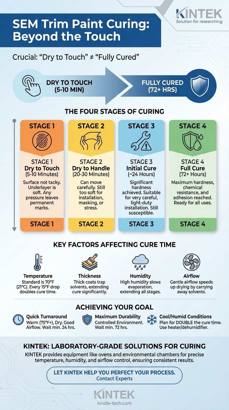 SEM 트림 페인트는 경화되는 데 얼마나 걸리나요? 건조와 완전한 내구성 가이드 시각적 가이드