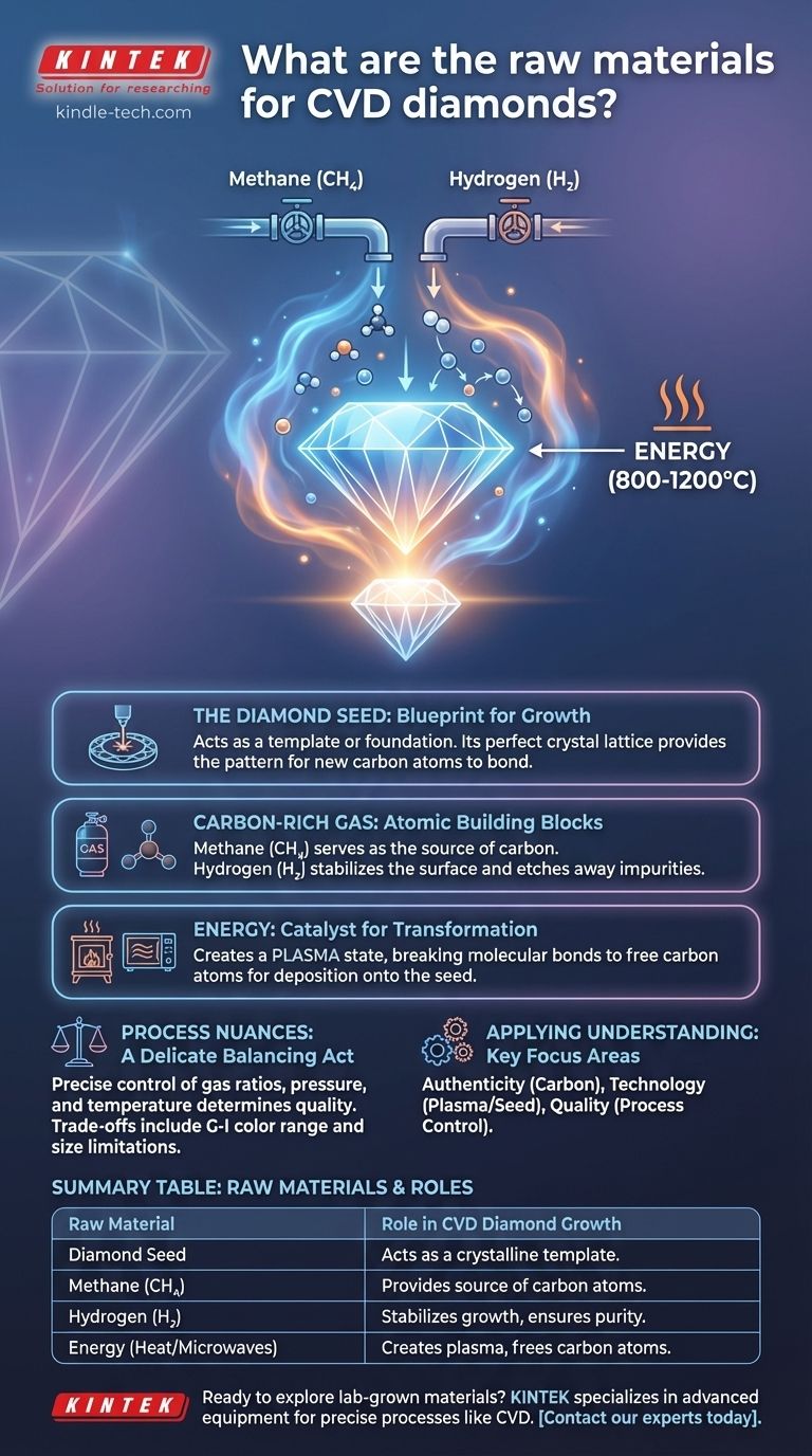 Was sind die Rohstoffe für CVD-Diamanten? Ein Saatkristall, ein Gas und die Wissenschaft des Kristallwachstums. Visuelle Anleitung