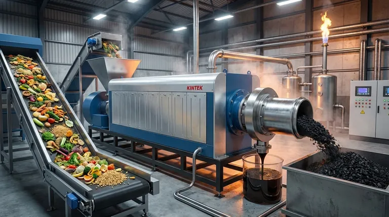 Qual é o processo de pirólise para o tratamento de resíduos alimentares? Converter Resíduos em Bio-óleo, Biocarvão e Gás de Síntese