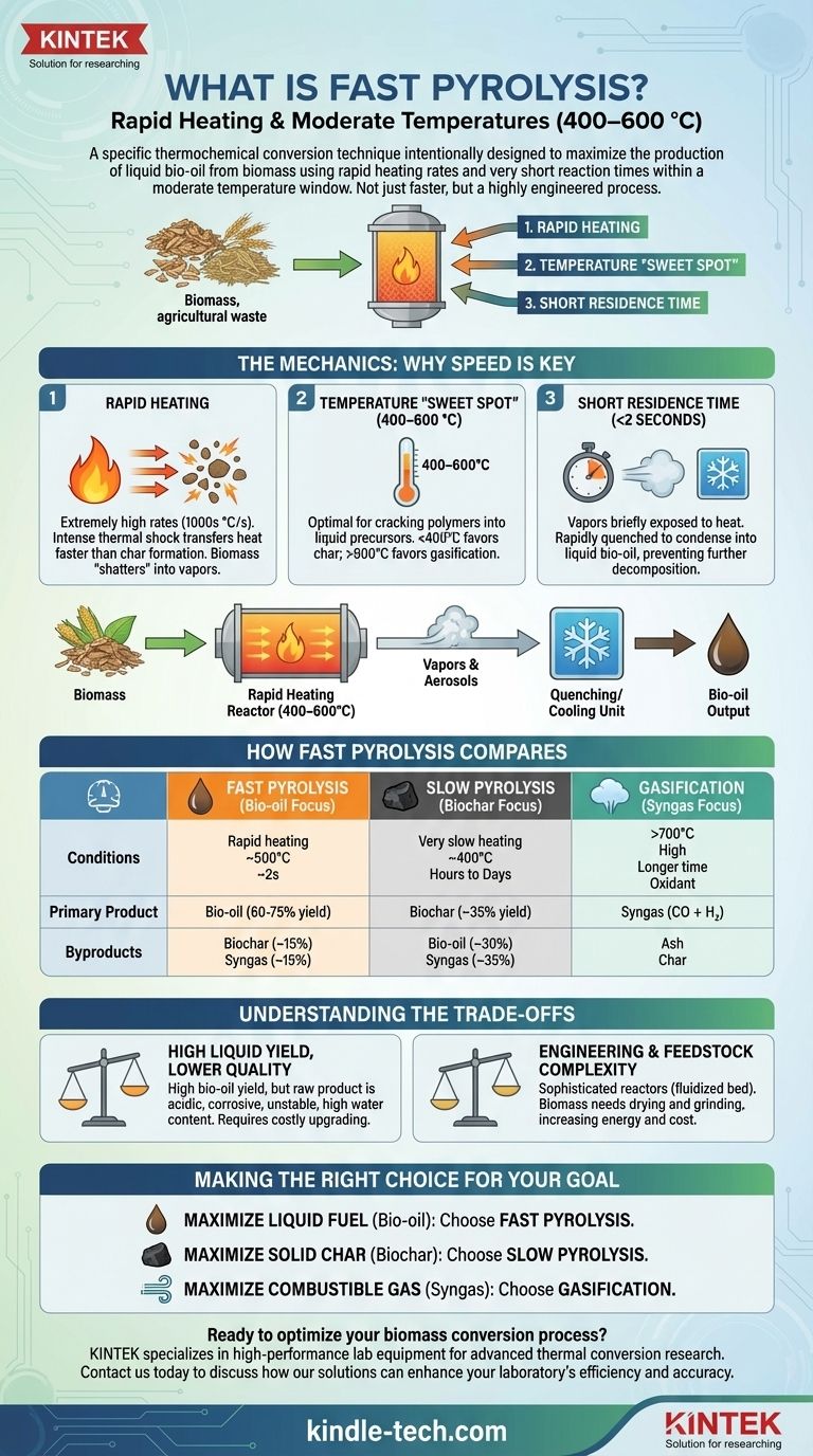 Какой тип пиролиза происходит при высоких скоростях нагрева и умеренных температурах? Максимизация выхода биомасла Визуальное руководство