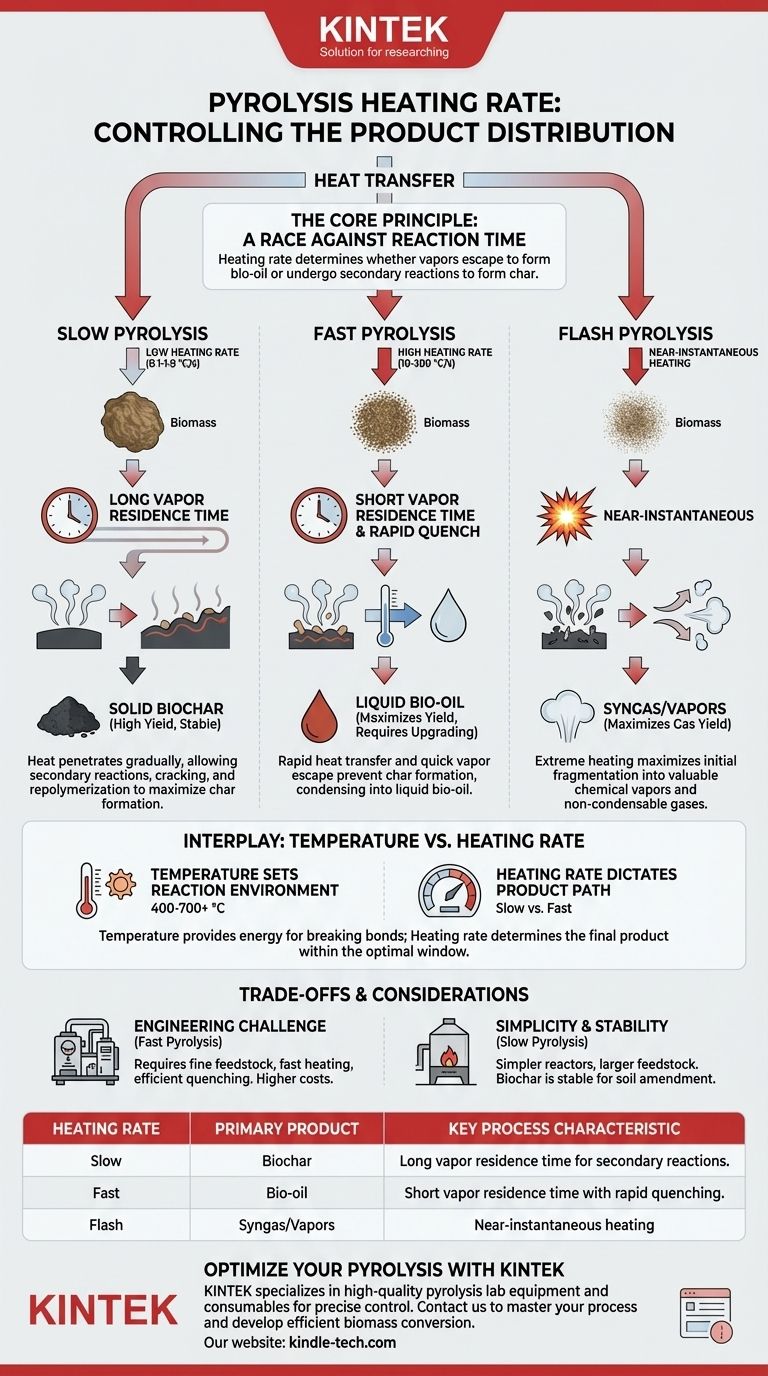Qual é o efeito da taxa de aquecimento na pirólise? Controle o rendimento do produto para biocarvão, bio-óleo ou gás de síntese Guia Visual