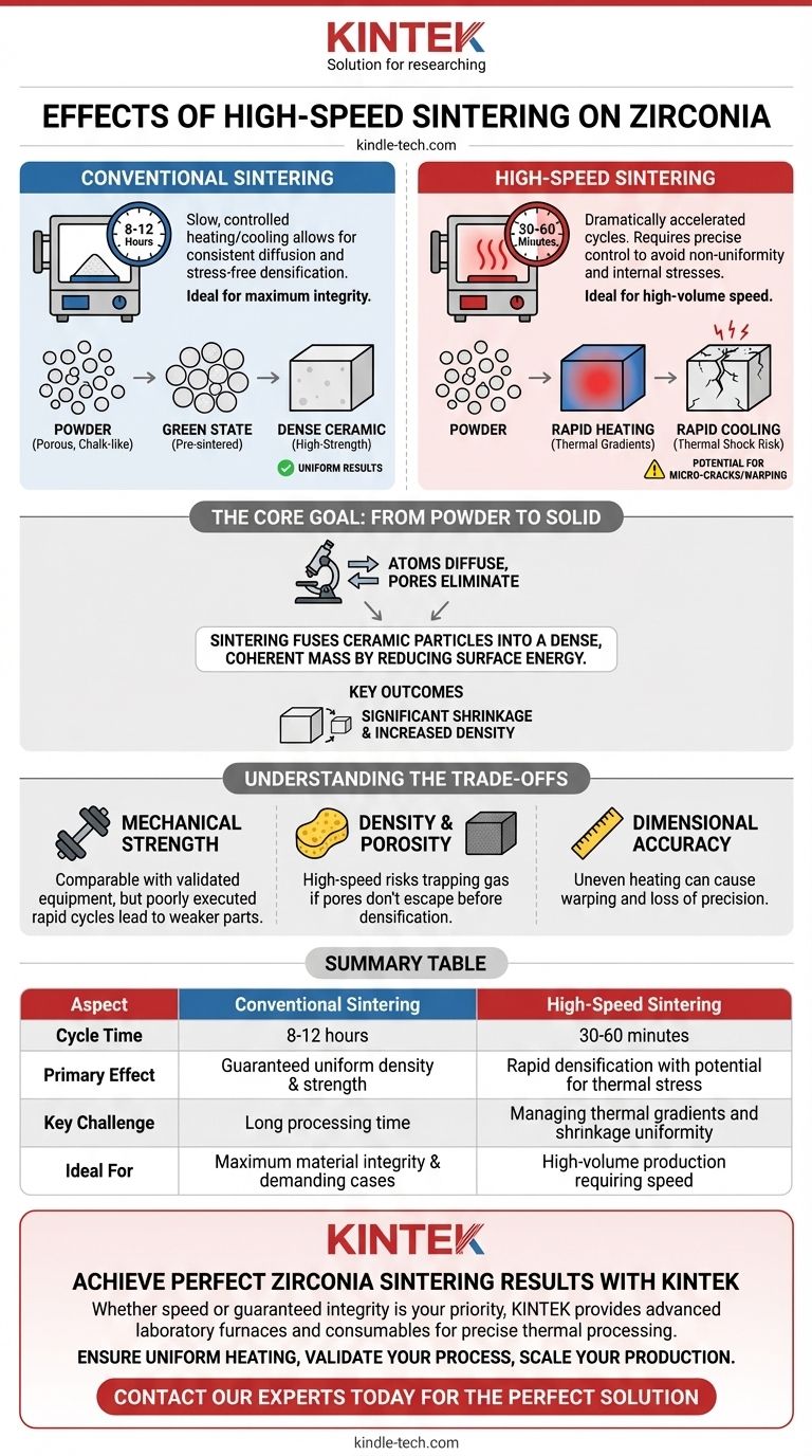 ما هو تأثير التلبيد عالي السرعة على الزركونيا؟ دورات أسرع بشكل كبير مع مقايضات حاسمة دليل مرئي