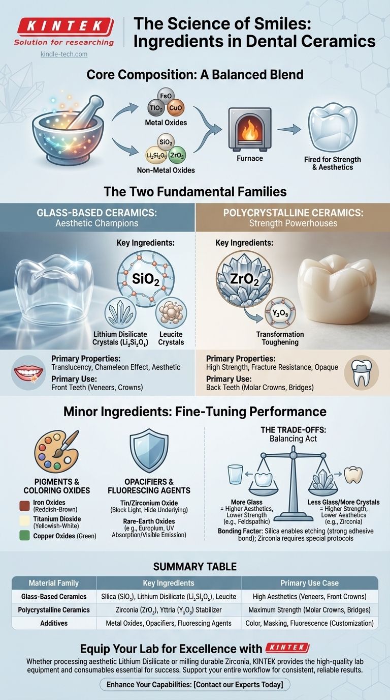 What are the ingredients in dental ceramics? A Guide to Materials for Strength and Aesthetics Visual Guide