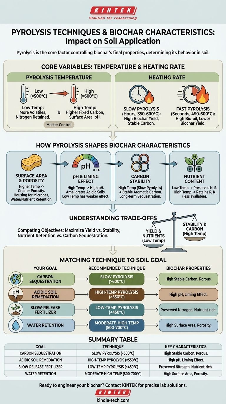 熱分解技術がバイオ炭の土壌への特性適用に与える影響は？あなたの土壌のニーズに合わせてバイオ炭を調整する ビジュアルガイド