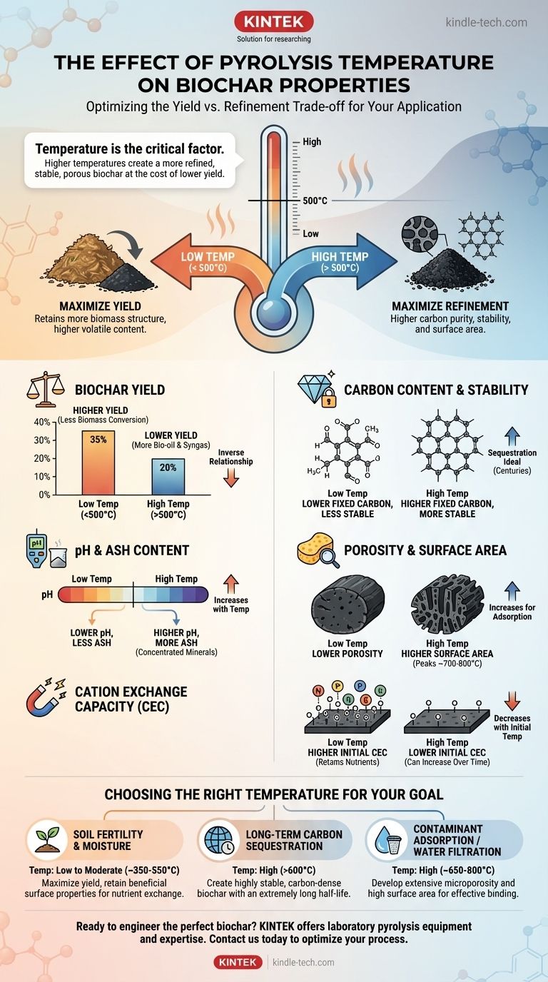 Каково влияние температуры пиролиза на свойства биоугля? Освоение компромисса между выходом и качеством Визуальное руководство