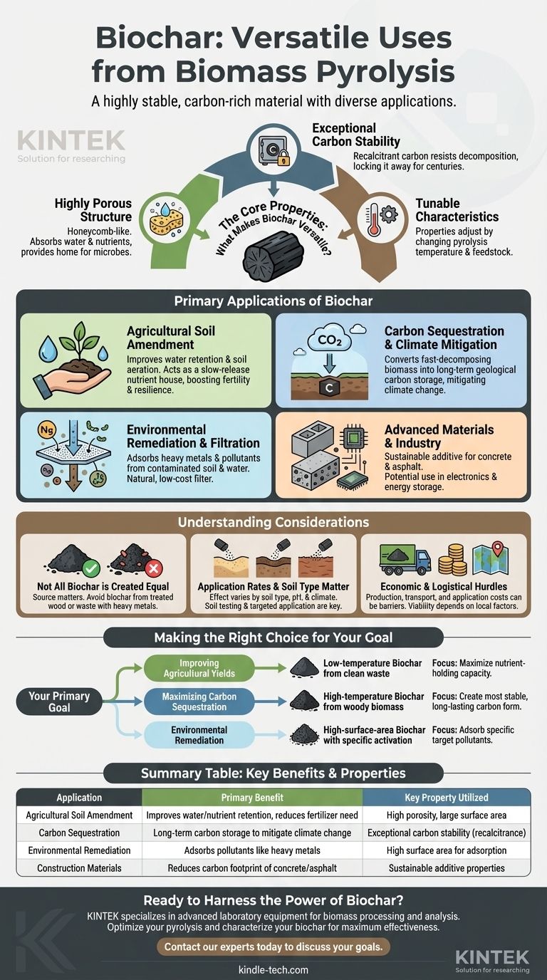 ¿Para qué se utiliza el biocarbón producido en la pirólisis de biomasa y residuos? Desbloquee beneficios para el suelo, el carbono y la remediación Guía Visual