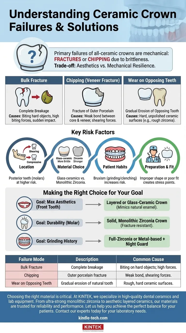 세라믹 크라운의 실패 원인은 무엇인가요? 파절, 깨짐, 마모 위험 이해하기 시각적 가이드