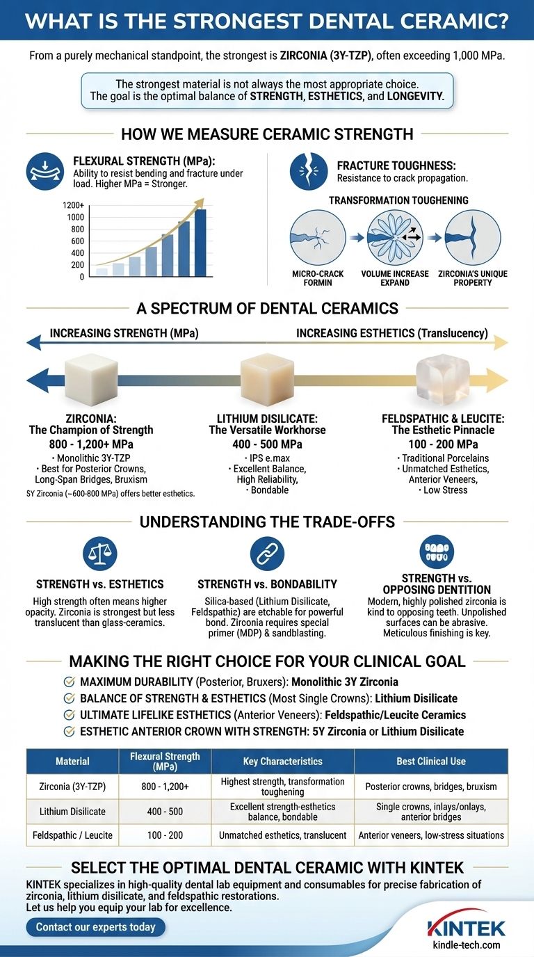 가장 강한 치과용 세라믹은 무엇일까요? 지르코니아는 강도 면에서 선두를 달리고 있지만, 귀하의 사례에 적합할까요? 시각적 가이드