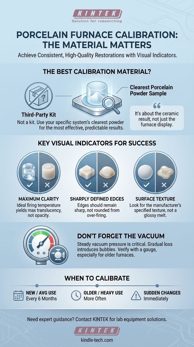 Welches Material wird typischerweise zur Kalibrierung eines Porzellanofens verwendet? Verwenden Sie Ihr Porzellanpulver für perfekte Ergebnisse Visuelle Anleitung