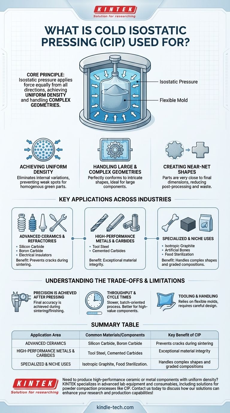 ¿Para qué se utiliza el prensado isostático en frío? Lograr una densidad uniforme en piezas complejas Guía Visual