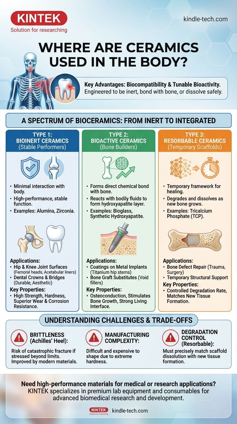 أين تُستخدم السيراميك في الجسم؟ تطبيقات رئيسية في جراحة العظام وطب الأسنان وإصلاح العظام دليل مرئي