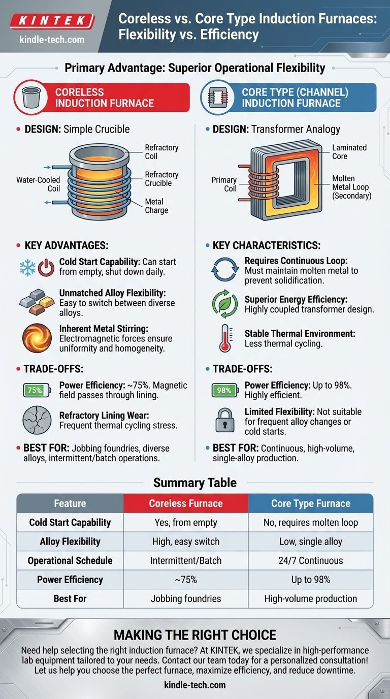 What are the advantages of using coreless over core type induction furnace? Unmatched Flexibility for Diverse Alloys Visual Guide