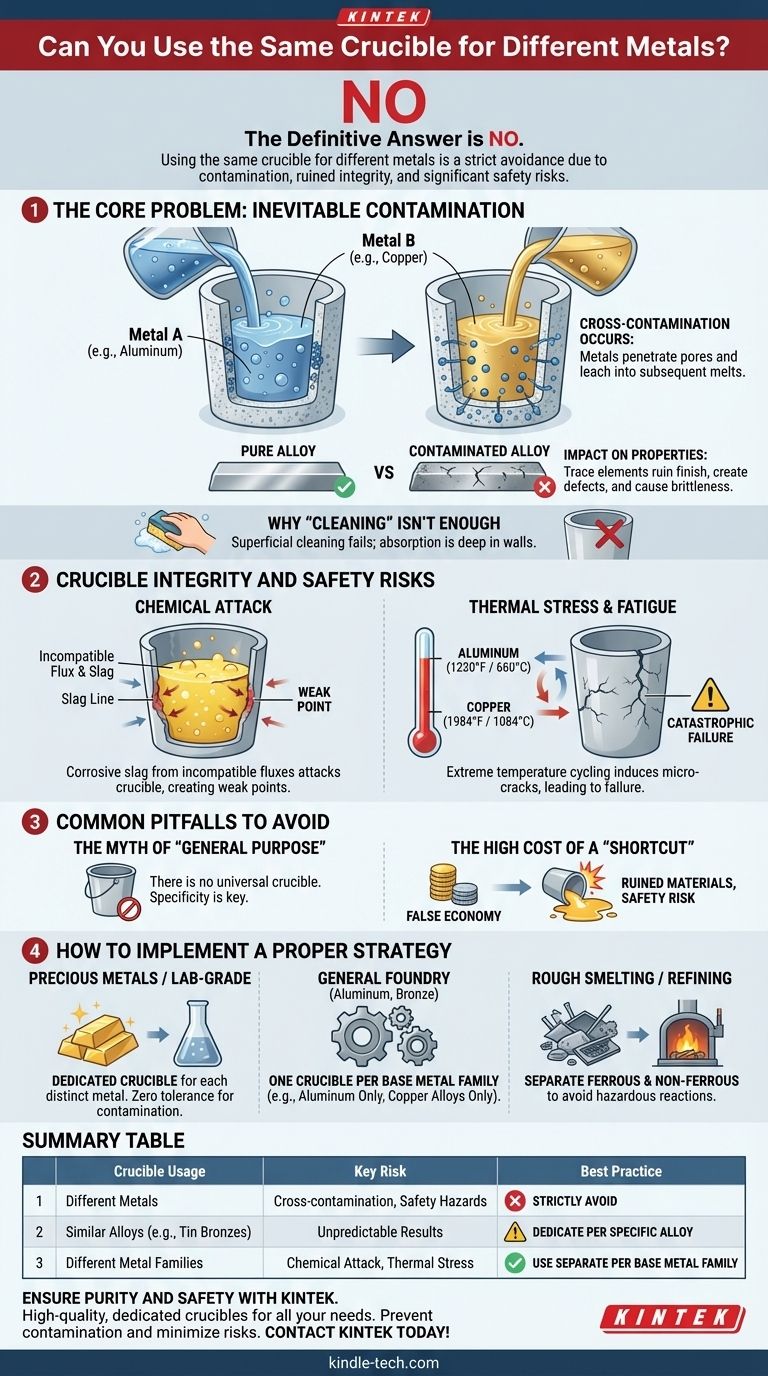 您可以使用同一个坩埚熔炼不同的金属吗？为什么专用坩埚对于金属纯度和安全至关重要。 图解指南