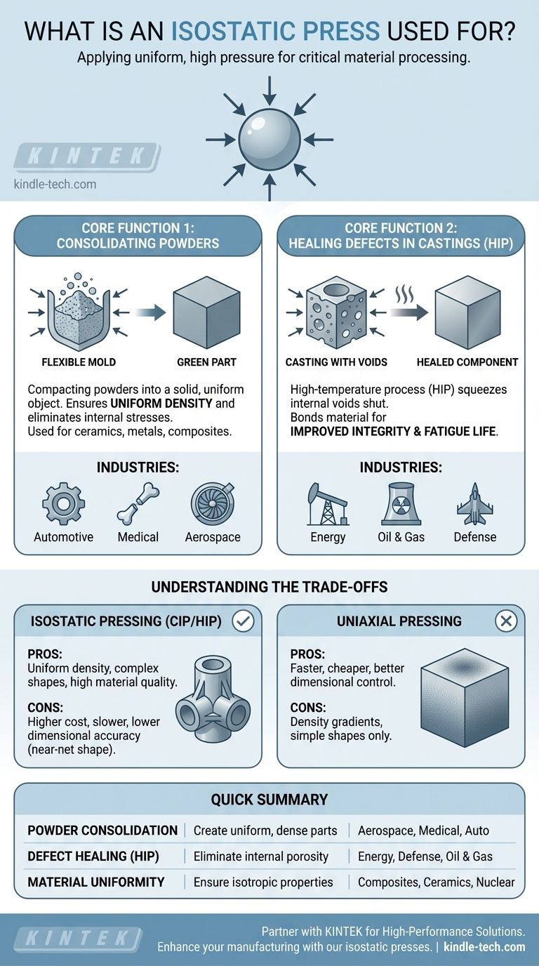 What is an isostatic press used for? Achieve Uniform Density & Eliminate Defects Visual Guide