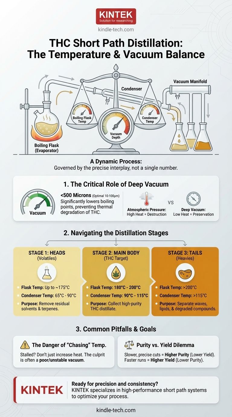 A que temperatura o THC é destilado por via curta? Domine a faixa de 180°C-200°C para pureza Guia Visual