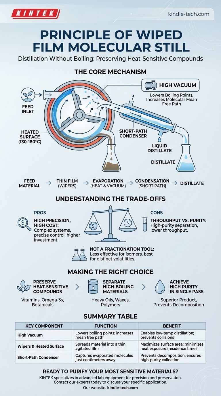 Qual è il principio della distillazione molecolare a film sottile? Preservare e Purificare Composti Termosensibili Guida Visiva