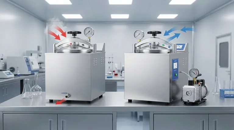 Какие два типа автоклавов используются в лаборатории? Объяснение: гравитационный и предвакуумный