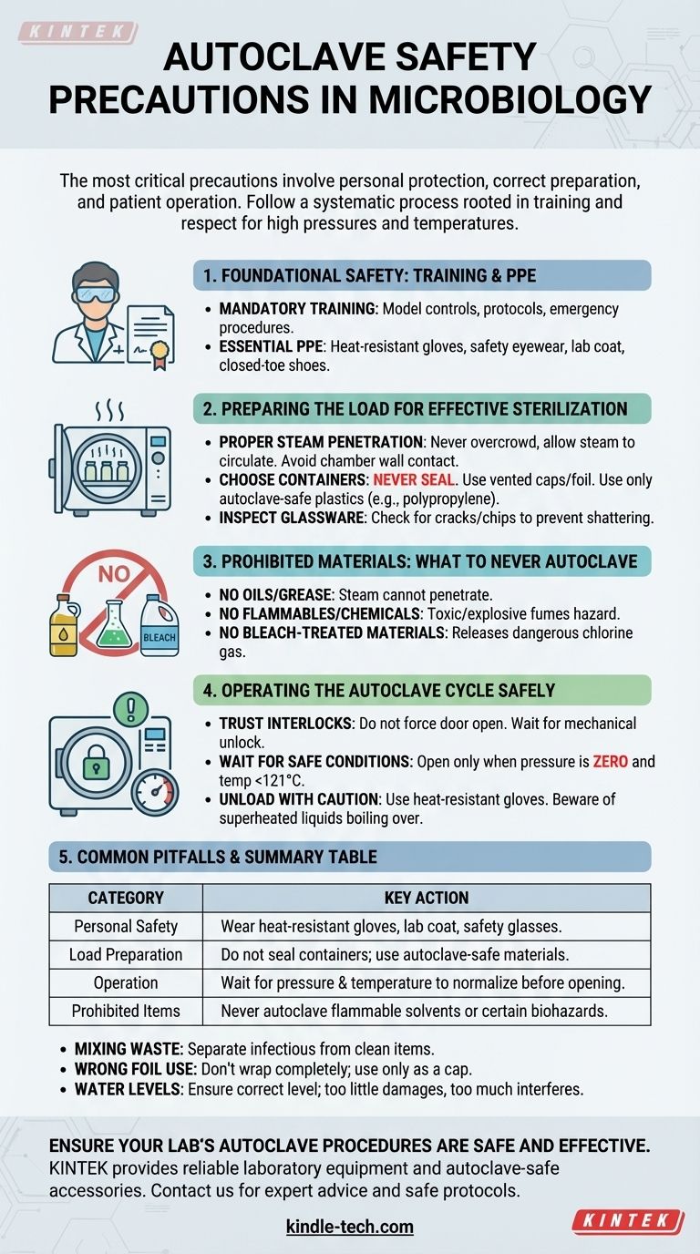ما هي الاحتياطات التي يجب اتخاذها أثناء التعقيم بالبخار (الأوتوكلاف) في علم الأحياء الدقيقة؟ خطوات السلامة الأساسية لنجاح التعقيم دليل مرئي