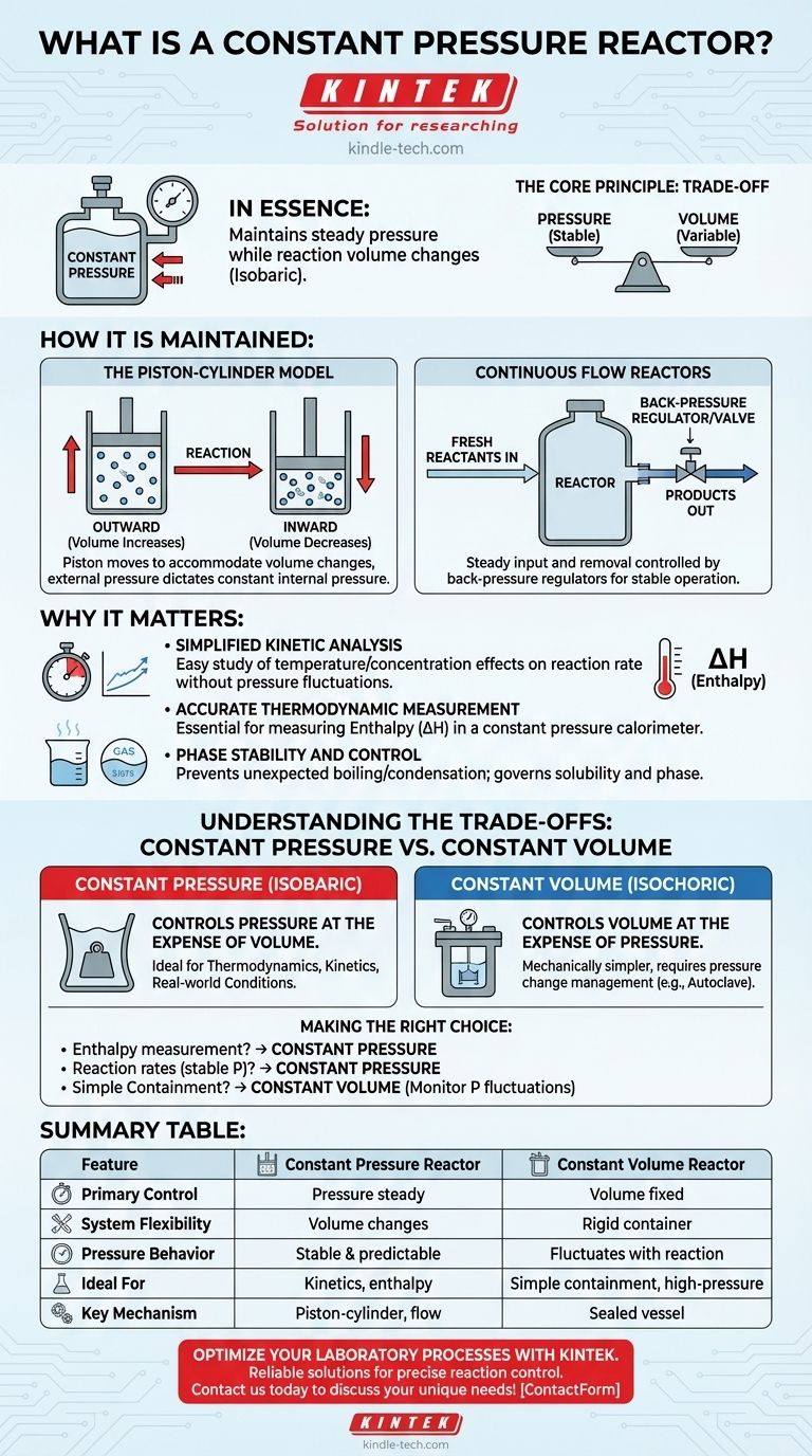 Was ist ein Konstantdruckreaktor? Steuern Sie Ihre Reaktionsumgebung für genaue Ergebnisse Visuelle Anleitung