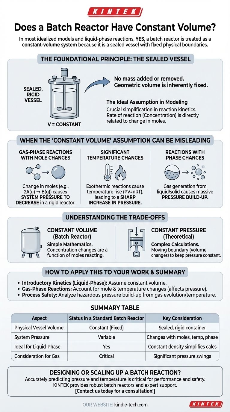 Does a batch reactor have constant volume? Understanding Volume, Pressure, and Reactor Design Visual Guide