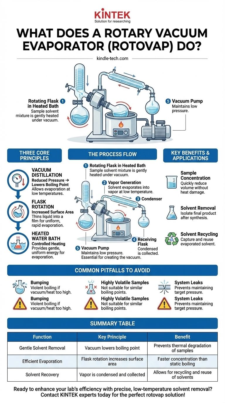 O que faz um evaporador rotativo a vácuo? Remove Suavemente Solventes para Concentração Precisa de Amostras Guia Visual