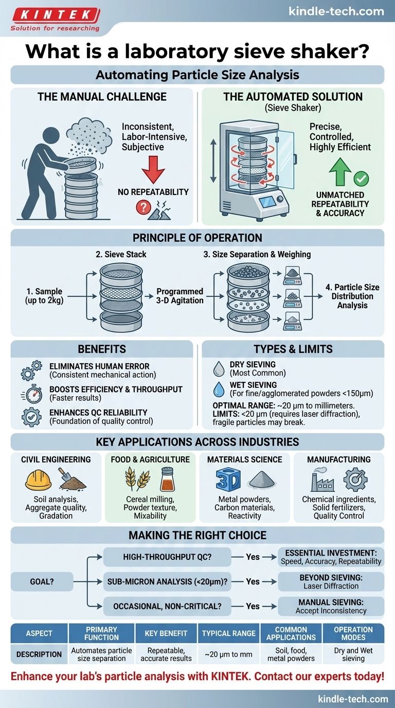 Cos'è un agitatore per setacci utilizzato in laboratorio? Automatizza l'analisi granulometrica per risultati accurati Guida Visiva