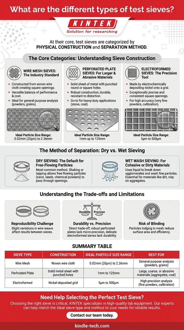 What are the different types of test sieves? Choose the Right Sieve for Accurate Particle Analysis Visual Guide