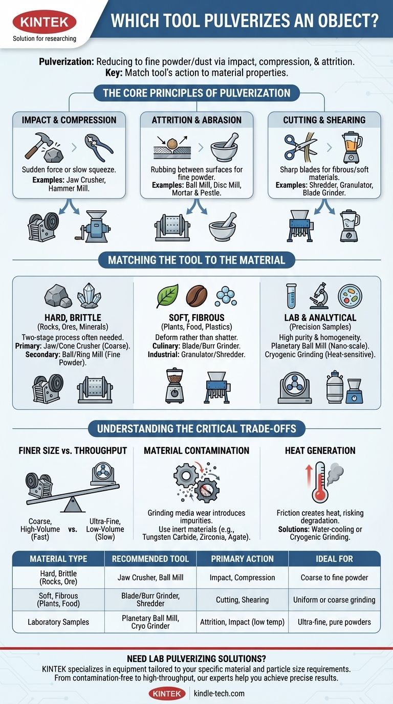 ¿Qué herramienta se podría utilizar para pulverizar un objeto? Relacione la herramienta con la dureza y fragilidad de su material Guía Visual