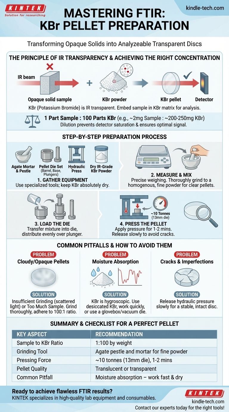 如何为傅里叶变换红外光谱（FTIR）制备溴化钾（KBr）压片？掌握高品质红外分析的技术 图解指南