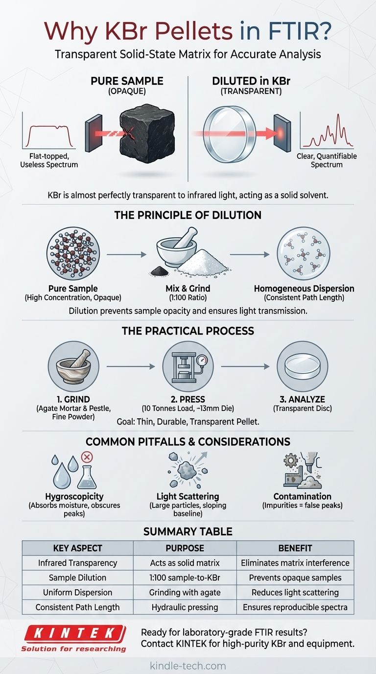 FTIR에서 KBr 펠릿을 사용하는 이유는 무엇인가요? 선명하고 정확한 고체 시료 분석 달성 시각적 가이드