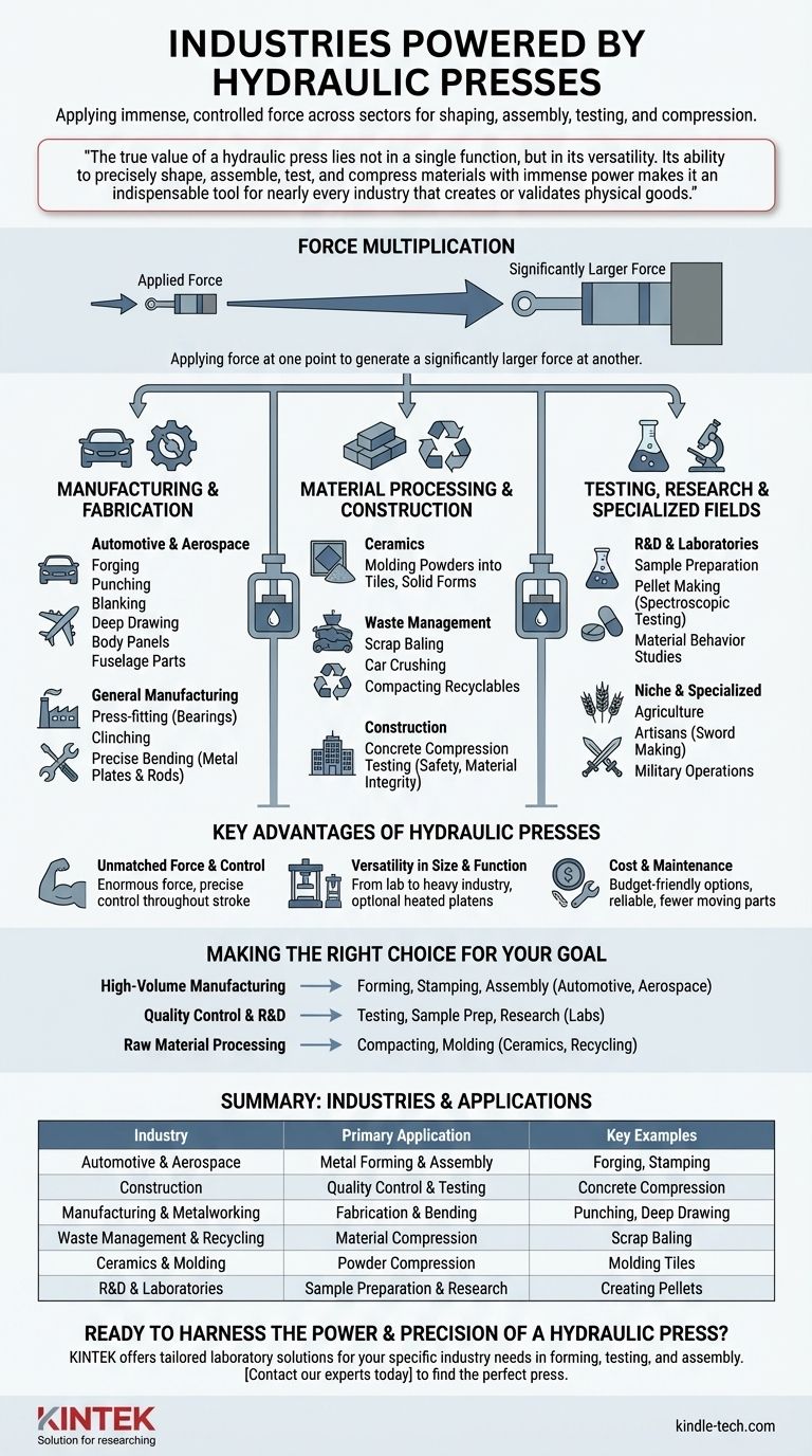 Quelles industries utilisent la presse hydraulique ? Alimenter la fabrication, la construction et la R&D Guide Visuel